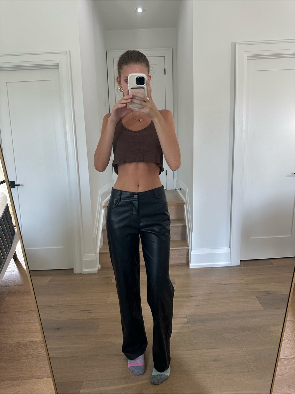 Garage Women's Black Faux Leather Straight-Leg Pants